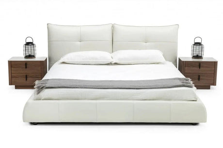 Vig Furniture - Modrest Patrick Modern White Leather Bed - Vgkkb-75X-Bed