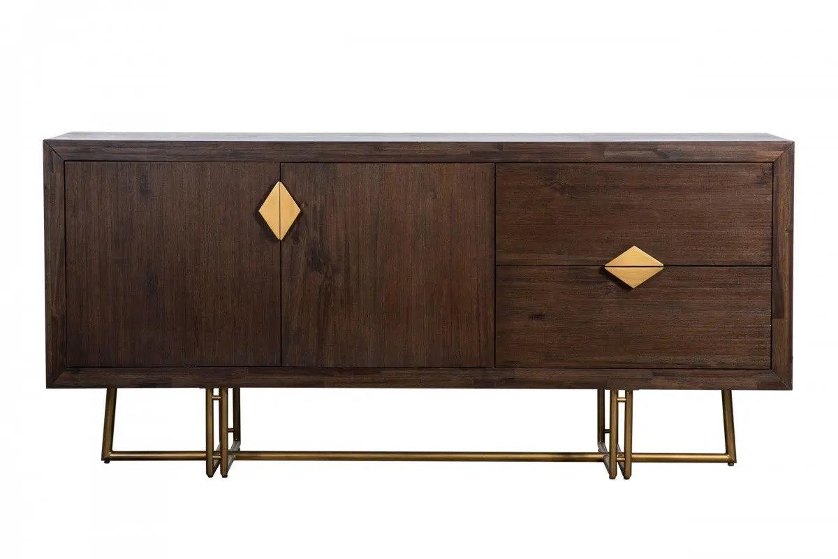 Vig Furniture - Modrest Patty - Mid-Century Acacia & Brass Buffet - Vgnxnyora-Aca-Buf