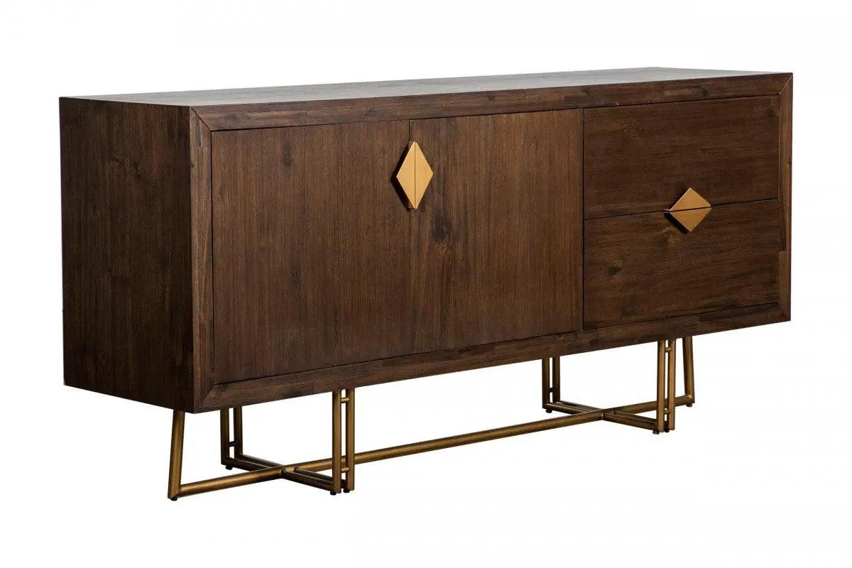 Vig Furniture - Modrest Patty - Mid-Century Acacia & Brass Buffet - Vgnxnyora-Aca-Buf