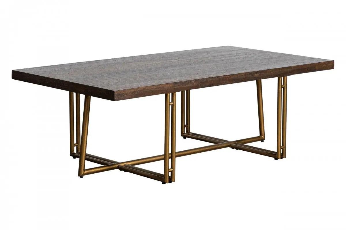 Vig Furniture - Modrest Patty - Mid-Century Acacia & Brass Dining Table - Vgnxnyora-Aca-Dt