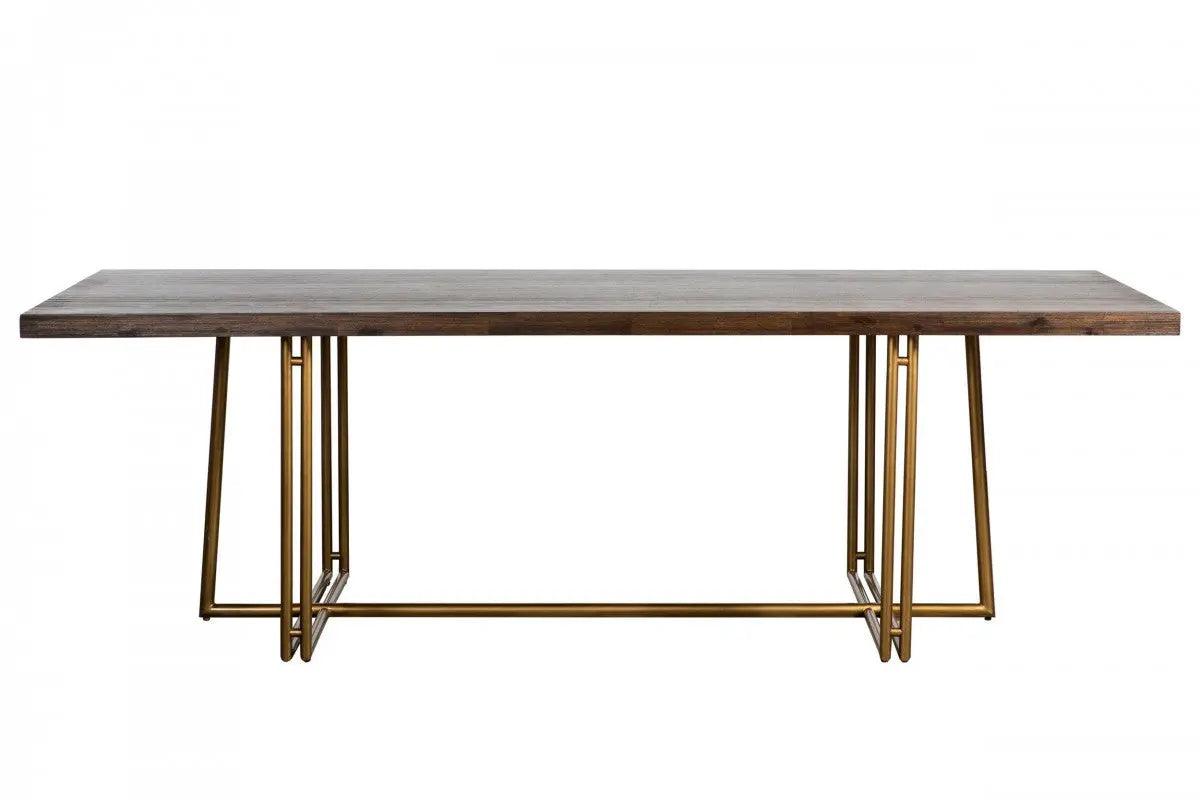 Vig Furniture - Modrest Patty - Mid-Century Acacia & Brass Dining Table - Vgnxnyora-Aca-Dt