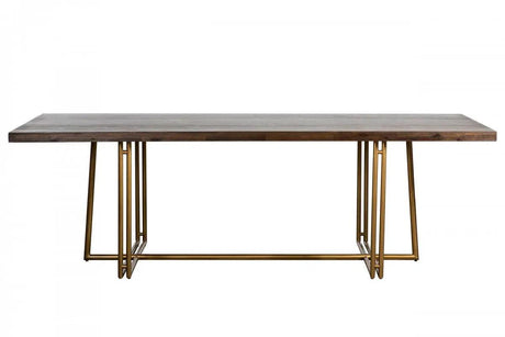 Vig Furniture - Modrest Patty - Mid-Century Acacia & Brass Dining Table - Vgnxnyora-Aca-Dt