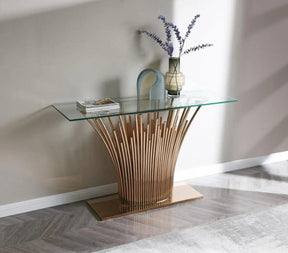 Modrest Paxton Modern Glass Rosegold Console Table Vgvck817-Cs-Rg-Ct