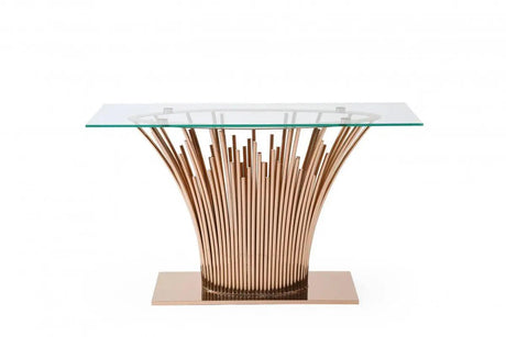 Vig Furniture - Modrest Paxton Modern Glass Rosegold Console Table - Vgvck817-Cs-Rg-Ct