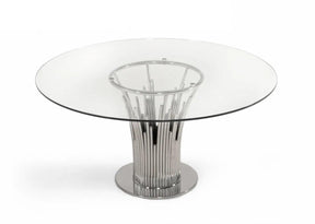 Modrest Paxton Modern Round Glass & Stainless Steel Dining Table Vgvc-T817-Rnd