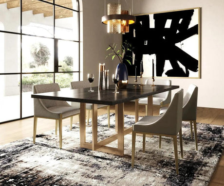 Vig Furniture - Modrest Pike - Modern Black Ash & Brass Dining Table - Vgvct8961W-Blk-Dt