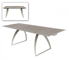 VIG Furniture Modrest Pittson Modern Extendable Grey Glass Dining Table - Stylish Dining Room Table