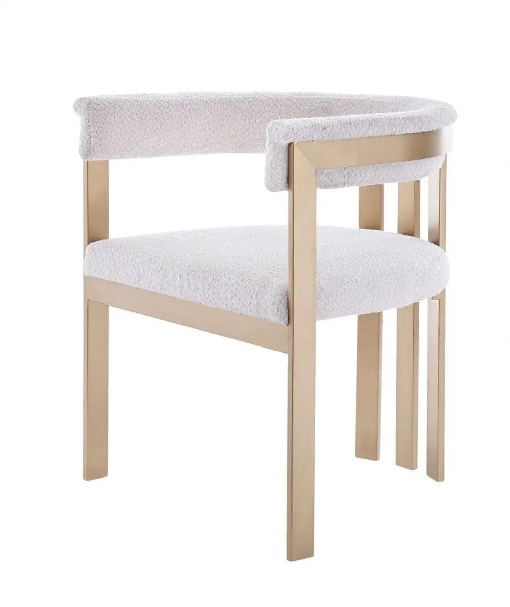 Vig Furniture - Modrest Pontiac Modern Beige Wool Velvet & Gold Dining Chair - Vgzay129-Bei-Dc