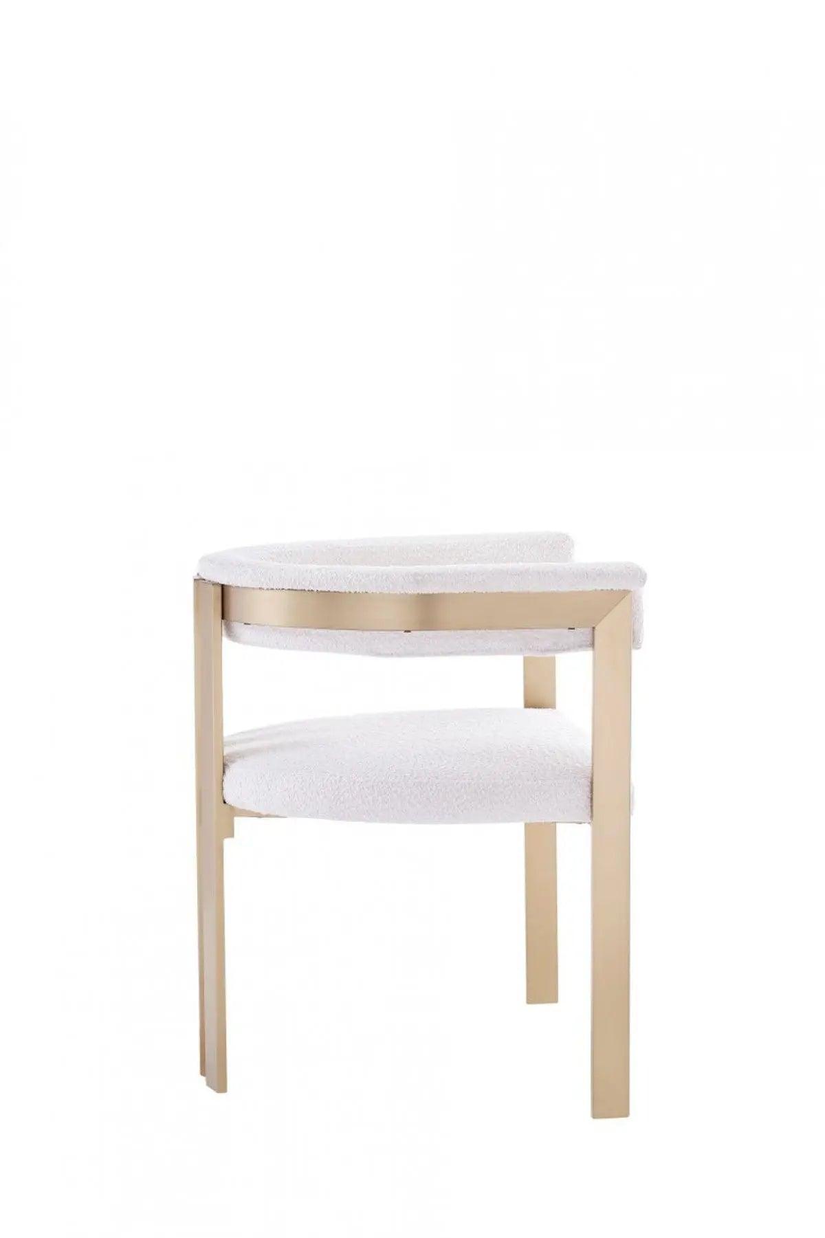 Vig Furniture - Modrest Pontiac Modern Beige Wool Velvet & Gold Dining Chair - Vgzay129-Bei-Dc