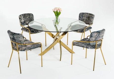 Modrest Pyrite Modern Round Glass Dining Table Vgewf2133Ag