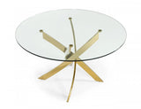 Vig Furniture - Modrest Pyrite - Modern Round Glass Dining Table - Vgewf2133Ag