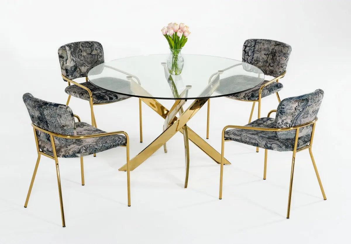 Vig Furniture - Modrest Pyrite - Modern Round Glass Dining Table - Vgewf2133Ag