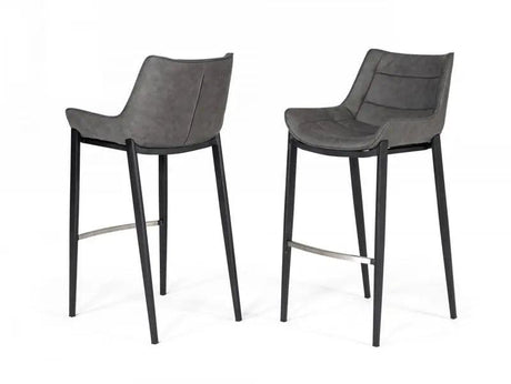 Vig Furniture - Modrest Robert - Modern Grey Eco-Leather Bar Stool (Set Of 2) - Vghr5366-B