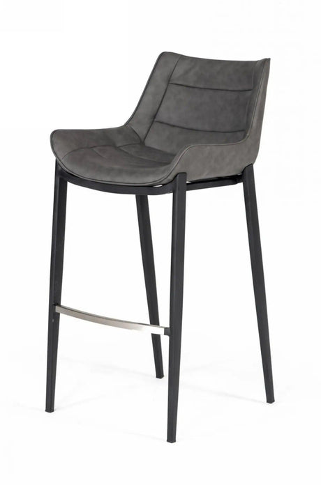 Vig Furniture - Modrest Robert - Modern Grey Eco-Leather Bar Stool (Set Of 2) - Vghr5366-B