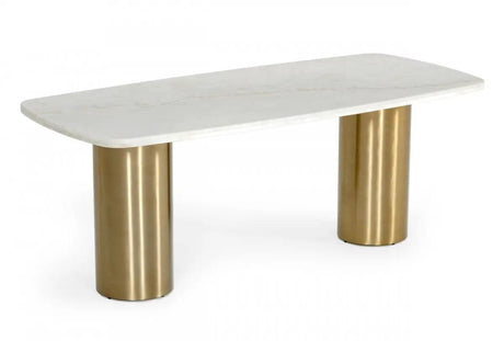 Vig Furniture - Modrest Rocky - Glam White Marble & Brush Gold Dining Table - Vggmm-Dt-1360A-Dt