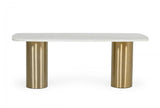 Vig Furniture - Modrest Rocky - Glam White Marble & Brush Gold Dining Table - Vggmm-Dt-1360A-Dt
