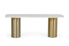 Modrest Rocky Glam White Marble & Brush Gold Dining Table Vggmm-Dt-1360A-Dt