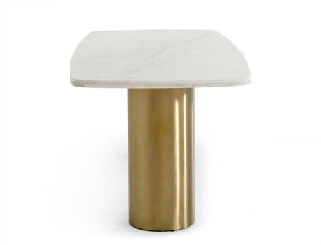 Vig Furniture - Modrest Rocky - Glam White Marble & Brush Gold Dining Table - Vggmm-Dt-1360A-Dt