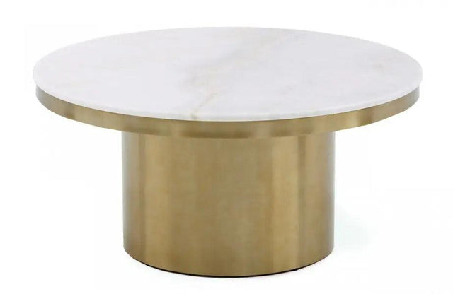 Vig Furniture - Modrest Rocky - Glam White & Gold Coffee Table - Vggmm-Ct-1360A