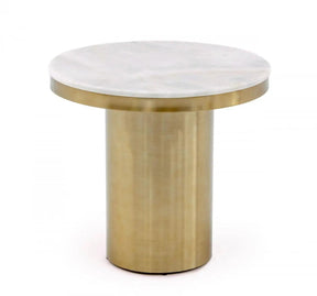 Modrest Rocky Glam White & Gold End Table Vggmm-Et-1360A