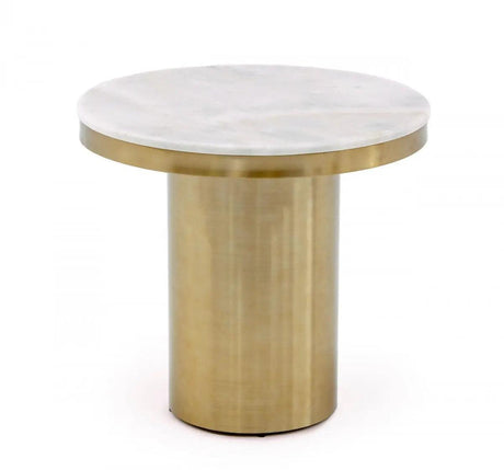 Vig Furniture - Modrest Rocky - Glam White & Gold End Table - Vggmm-Et-1360A