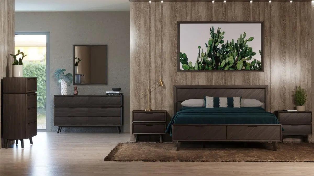 Vig Furniture - Modrest Roger - Mid-Century Acacia Bed - Vgwdroger-Brn-Bed