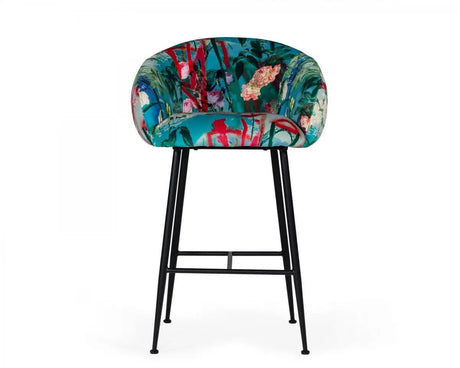 Vig Furniture - Modrest Roxann - Contemporary Floral Velvet Bar Stool - Vgeumc-9292Ch-A-B