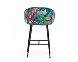 Vig Furniture - Modrest Roxann - Contemporary Floral Velvet Bar Stool - Vgeumc-9292Ch-A-B