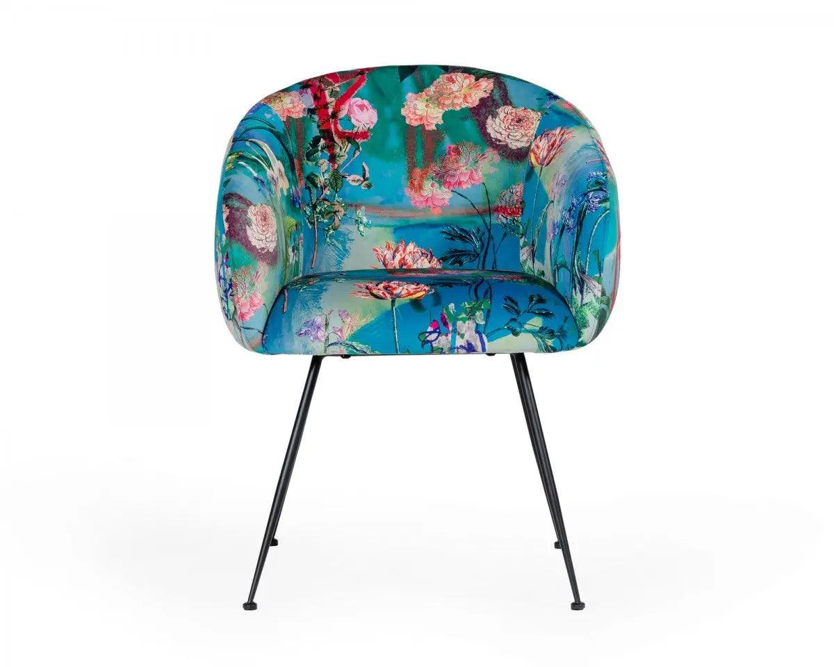 Vig Furniture - Modrest Roxann - Contemporary Floral Velvet Dining Chair - Vgeumc-9292Ch-A