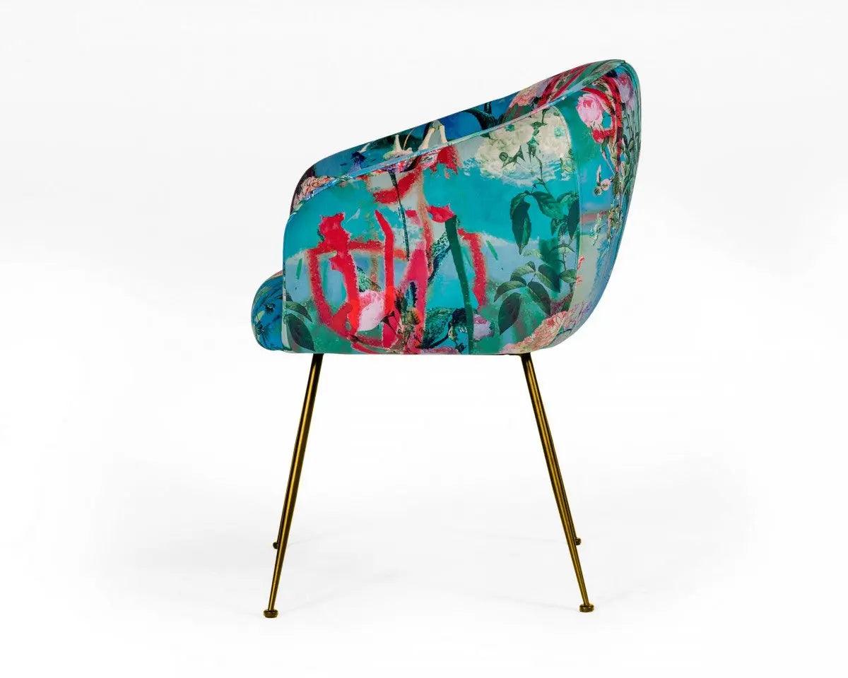 Vig Furniture - Modrest Roxann Contemporary Floral Velvet Gold Dining Chair - Vgeumc-9292Ch-A-Gl-Ch