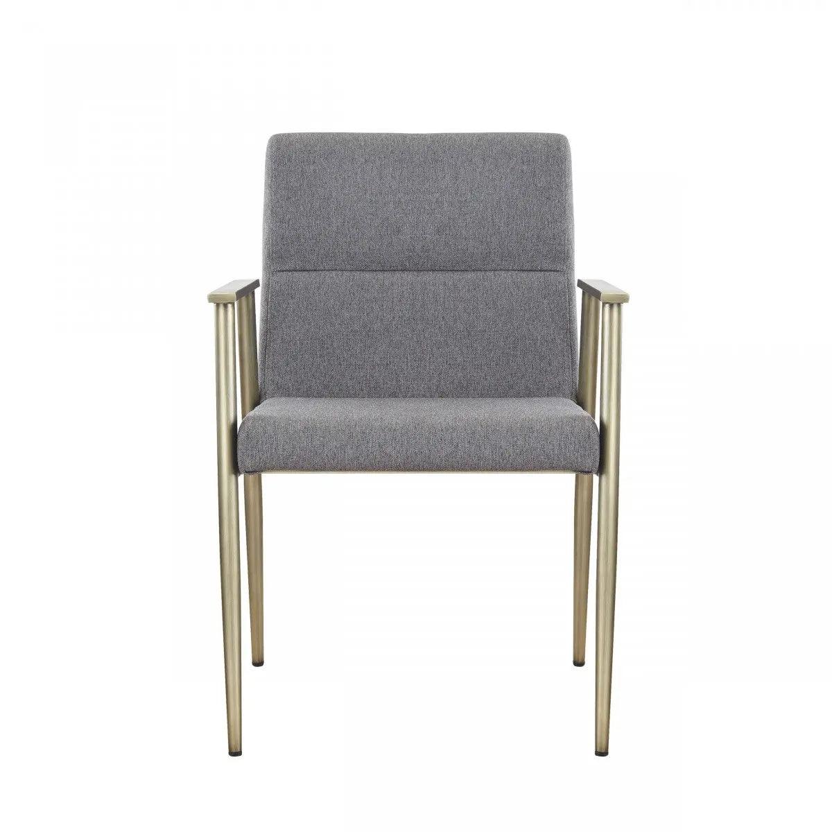 Vig Furniture - Modrest Sabri Contemporary Grey & Antique Brass Arm Dining Chair - Vggaga-6580Ch-Gry