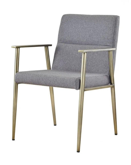 Vig Furniture - Modrest Sabri Contemporary Grey & Antique Brass Arm Dining Chair - Vggaga-6580Ch-Gry