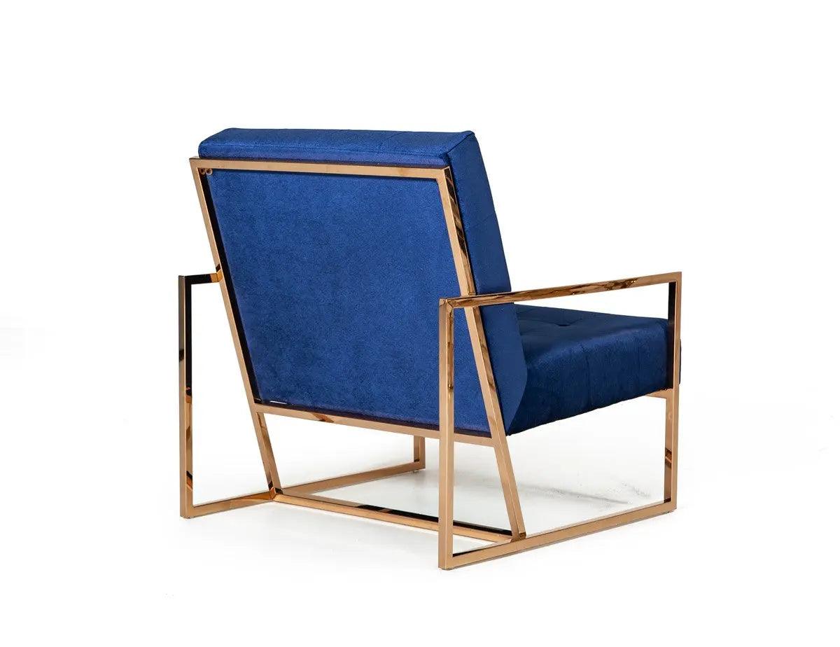 Vig Furniture - Modrest Samara Modern Blue & Gold Accent Chair - Vgvcb8390A