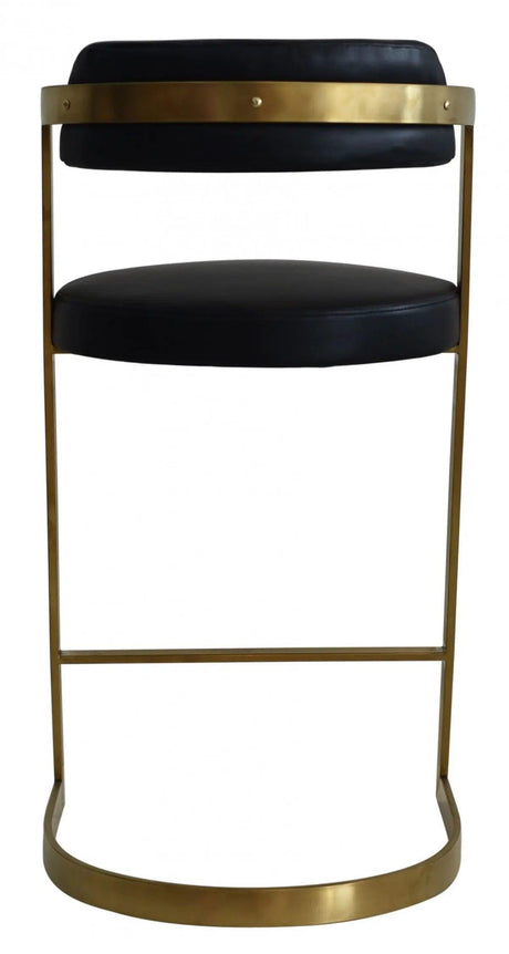 Vig Furniture - Modrest Shandra Black Pleather Gold Counter Stool - Vgrhrhs-Cs-220-Pu-Blk-Bs