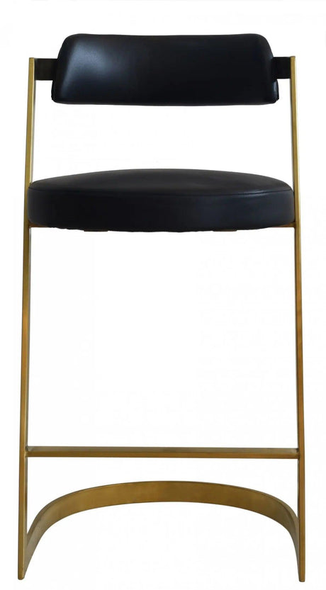 Vig Furniture - Modrest Shandra Black Pleather Gold Counter Stool - Vgrhrhs-Cs-220-Pu-Blk-Bs