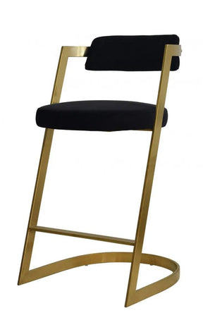 Modrest Shandra Black Velvet Gold Counter Stool Vgrhrhs-Cs-220-Fb-Blk-Bs