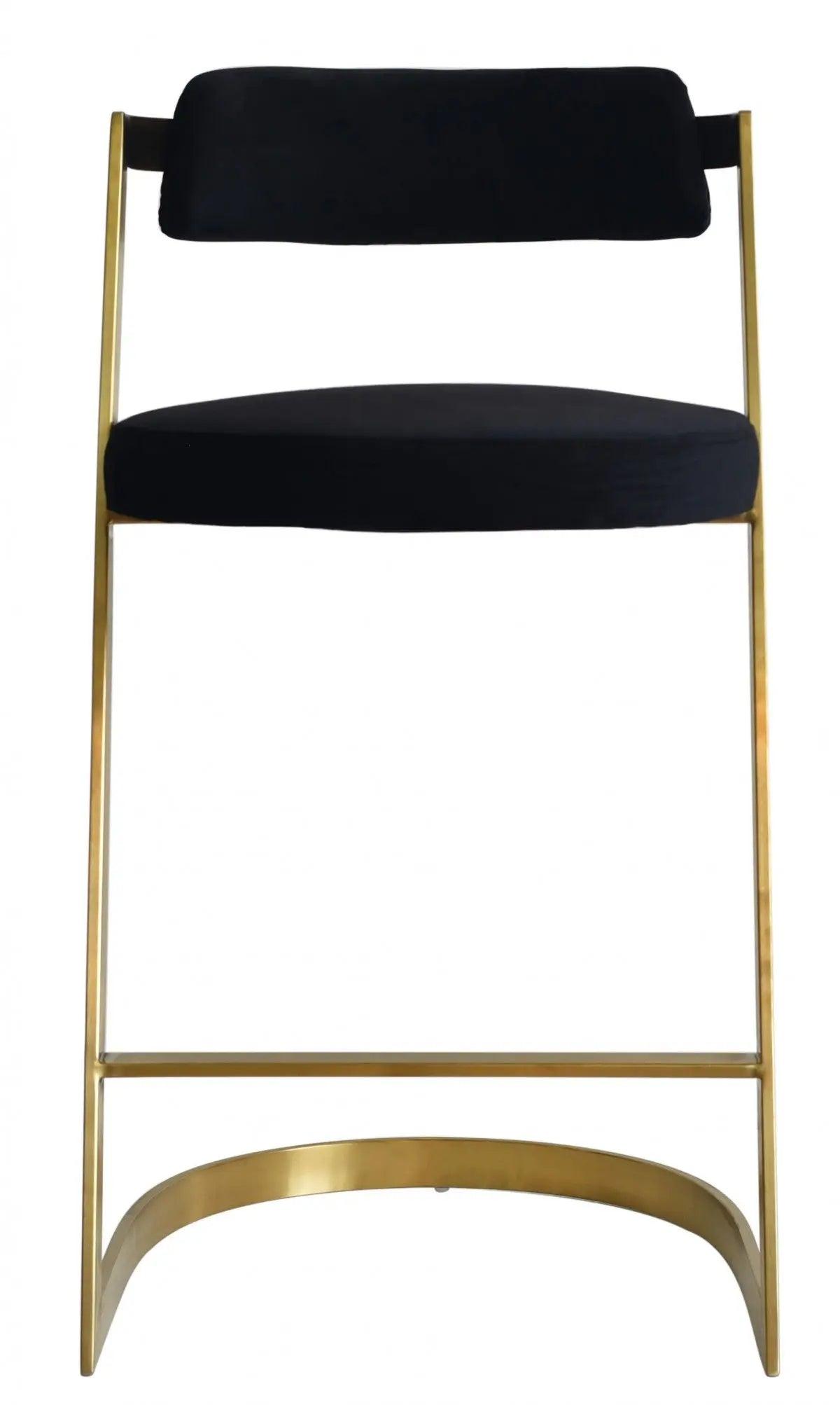 Vig Furniture - Modrest Shandra Black Velvet Gold Counter Stool - Vgrhrhs-Cs-220-Fb-Blk-Bs