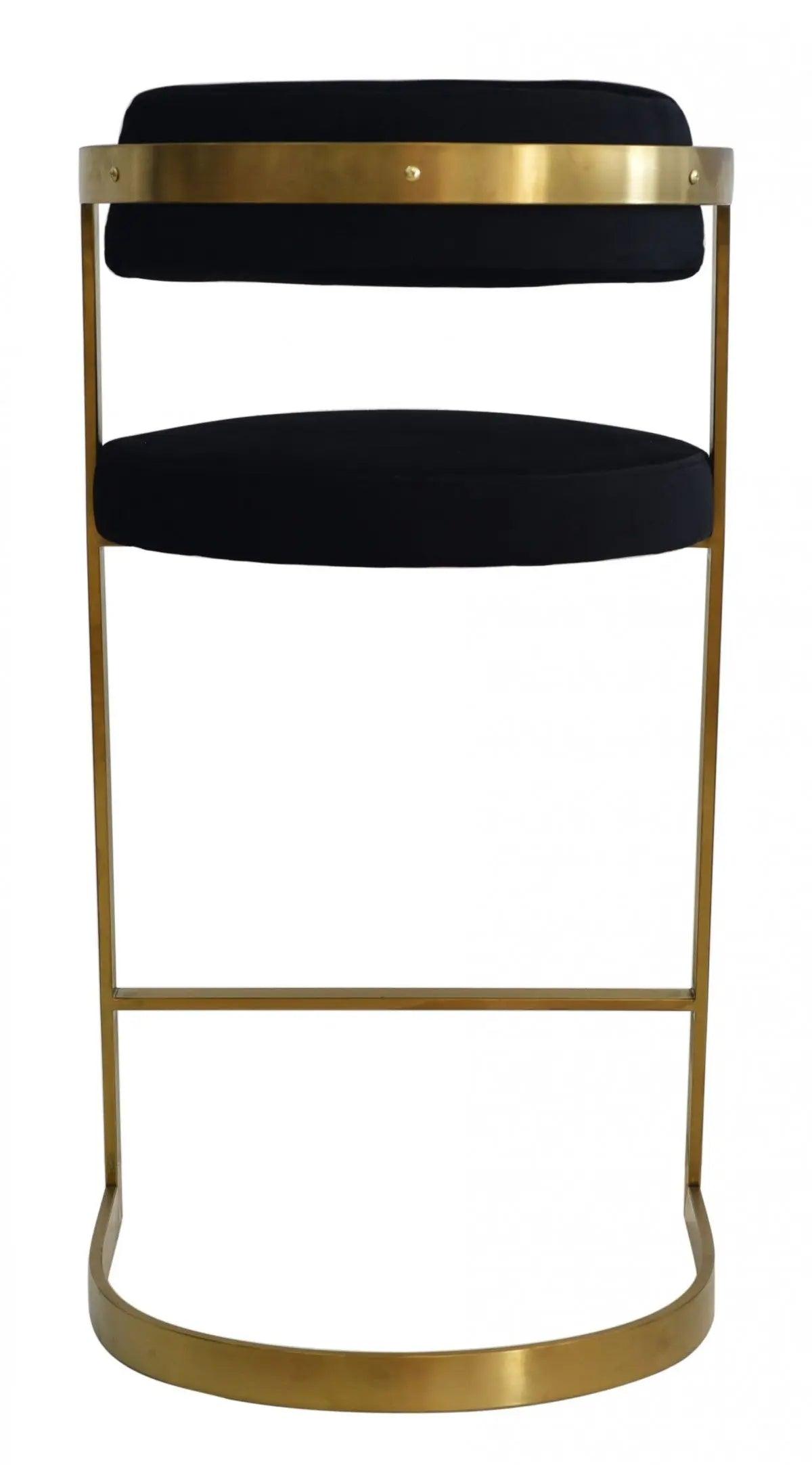 Vig Furniture - Modrest Shandra Black Velvet Gold Counter Stool - Vgrhrhs-Cs-220-Fb-Blk-Bs