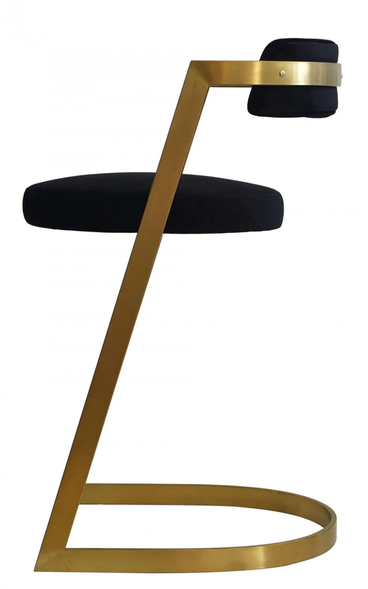 Vig Furniture - Modrest Shandra Black Velvet Gold Counter Stool - Vgrhrhs-Cs-220-Fb-Blk-Bs