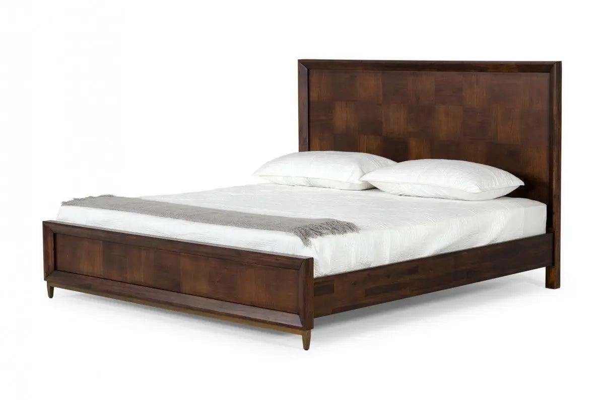 Vig Furniture - Modrest Shane - Modern Acacia & Brass Bed - Vgnxshane-Bed