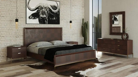 Vig Furniture - Modrest Shane - Modern Acacia & Brass Bed - Vgnxshane-Bed