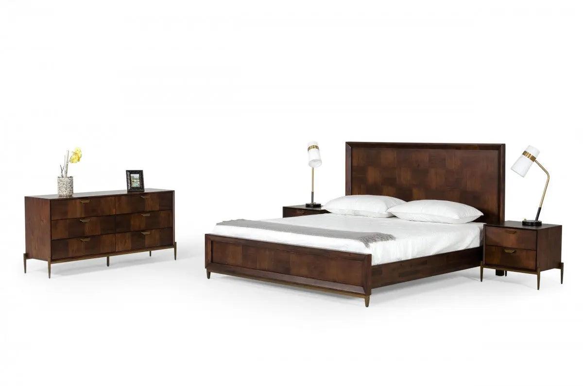 Vig Furniture - Modrest Shane - Modern Acacia & Brass Bed - Vgnxshane-Bed