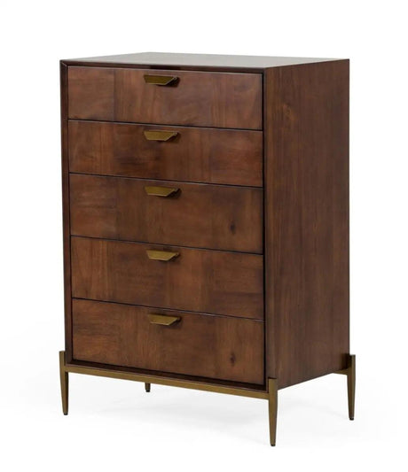 Vig Furniture - Modrest Shane - Modern Acacia & Brass Chest - Vgnxmemphis-Aca-Chest