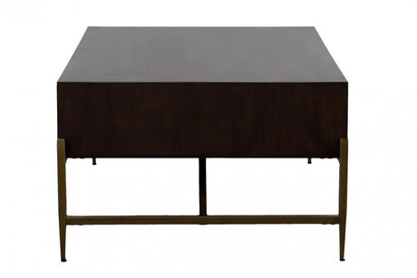 Vig Furniture - Modrest Shane Modern Acacia & Brass Coffee Table - Vgnxmemphis-Aca-Ct