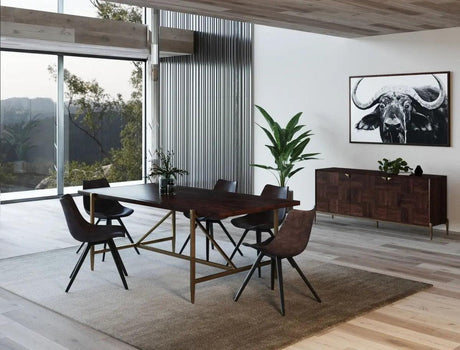 Modrest Shane Modern Acacia & Brass Dining Table Vgnx-Memphis-20179