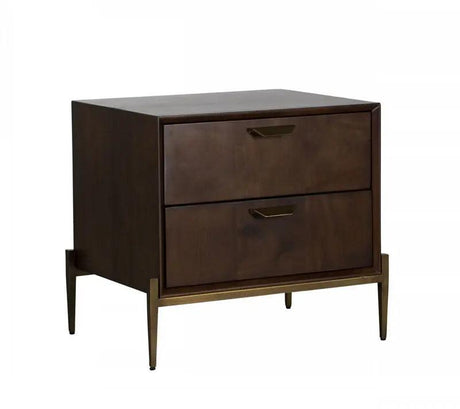 Vig Furniture - Modrest Shane - Modern Acacia & Brass Nightstand - Vgnx-Memphis-20144