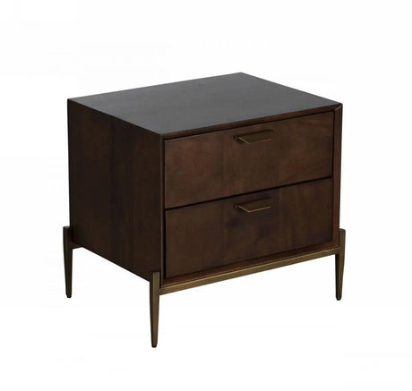 Vig Furniture - Modrest Shane - Modern Acacia & Brass Nightstand - Vgnx-Memphis-20144