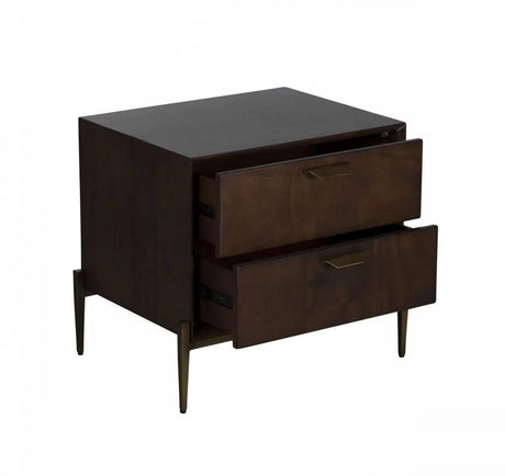 Vig Furniture - Modrest Shane - Modern Acacia & Brass Nightstand - Vgnx-Memphis-20144