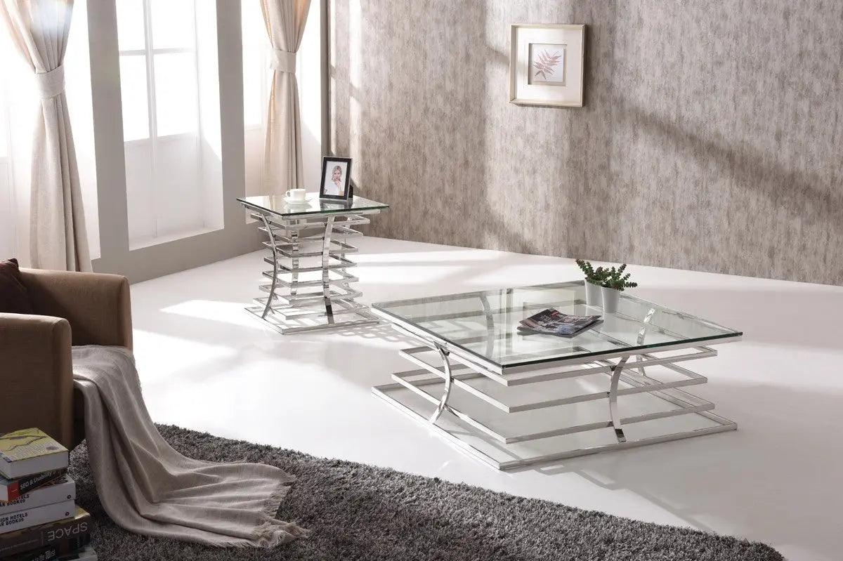Vig Furniture - Modrest Snyder Modern Square Glass End Table - Vgvcet855