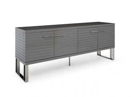 Vig Furniture - Modrest Splendor - Grey High Gloss Slatted Buffet - Vgvcg20256-Gry-Buf